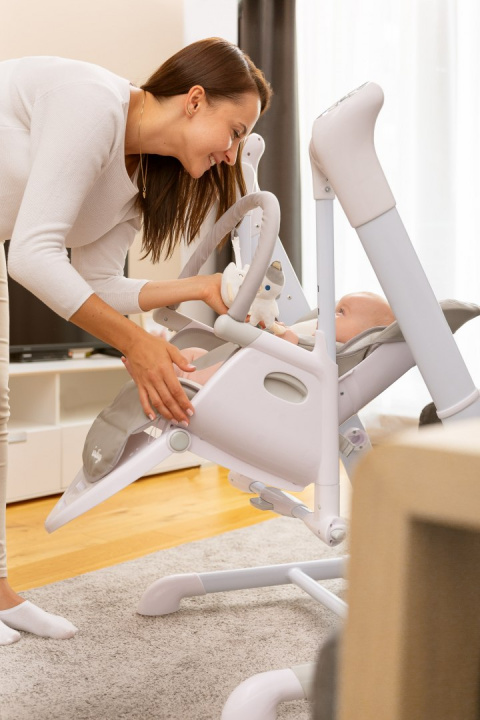 INDIGO Caretero 2w1 krzesełko do karmienia i huśtawka dla niemowląt grey