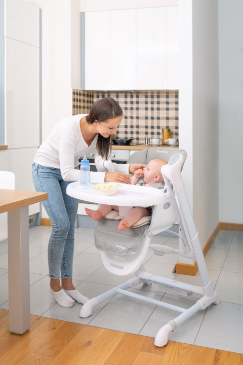 INDIGO Caretero 2w1 krzesełko do karmienia i huśtawka dla niemowląt grey