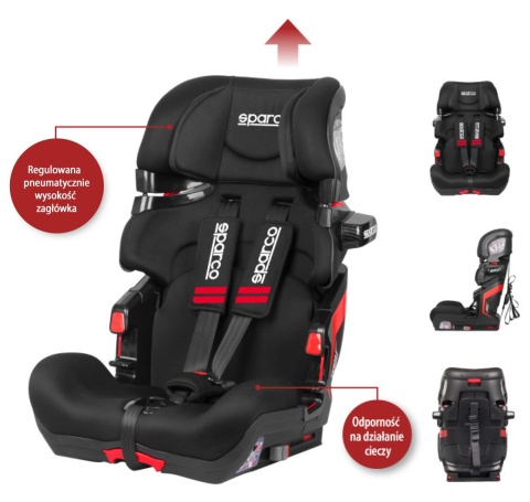 SK800i SPARCO 9-36kg ISOFIX fotelik samochodowy od 9 miesięcy do około 12 lat - Black