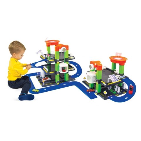 MOCHTOYS Nowoczesny Mega Garaż 2+3 Poziomy Parking Samochodzik Znaki Drogowe