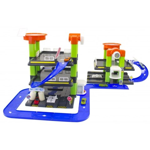 MOCHTOYS Nowoczesny Mega Garaż 2+3 Poziomy Parking Samochodzik Znaki Drogowe