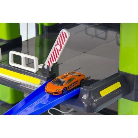 MOCHTOYS Nowoczesny Mega Garaż 2+3 Poziomy Parking Samochodzik Znaki Drogowe