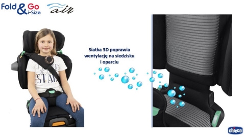 FOLD&GO I-SIZE AIR Chicco 100-150cm 3lata+ fotelik samochodowy - INDIA INK AIR