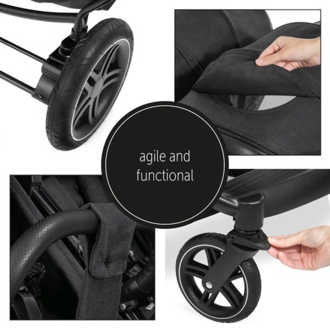 HAUCK UPTOWN DUO Podwójny wózek spacerowy - MELANGE BLACK