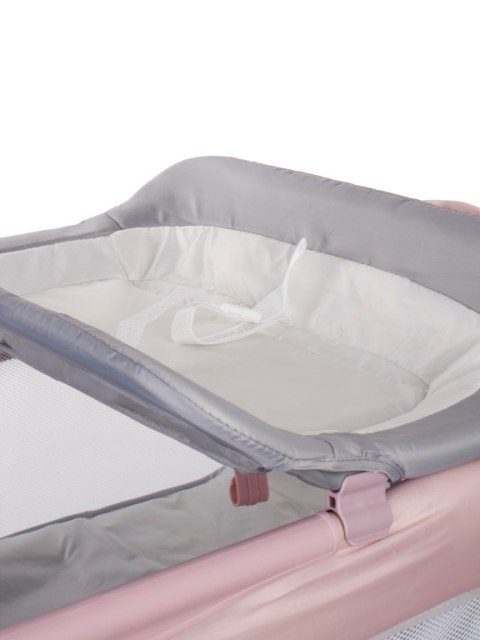 Łóżeczko turystyczne z pełnym wyposażeniem - różowe