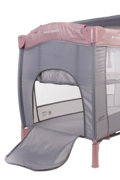 Łóżeczko turystyczne z pełnym wyposażeniem - różowe