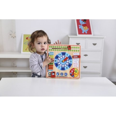 TOOKY TOY Drewniany Zegar Kalendarz 2w1