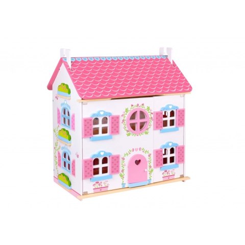 TOOKY TOY Dwupiętrowy Drewniany Domek Dla Lalek