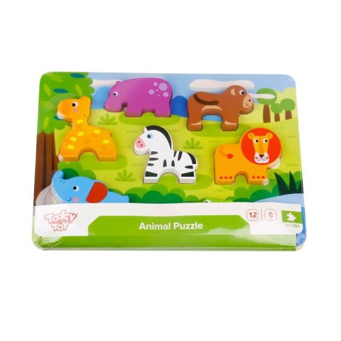 TOOKY TOY Grube Puzzle 3D Montessori Zwierzęta Dopasuj Kształty Układanka