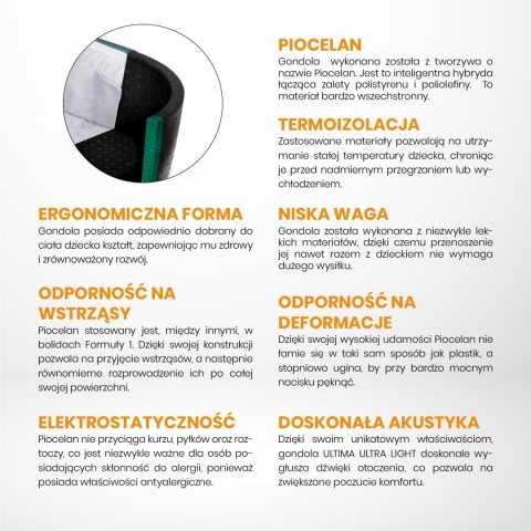 RIKO ULTIMA ULTRA LIGHT 2w1 Wózek wielofunkcyjny z ultralekką gondolą - 01 GREY FOX