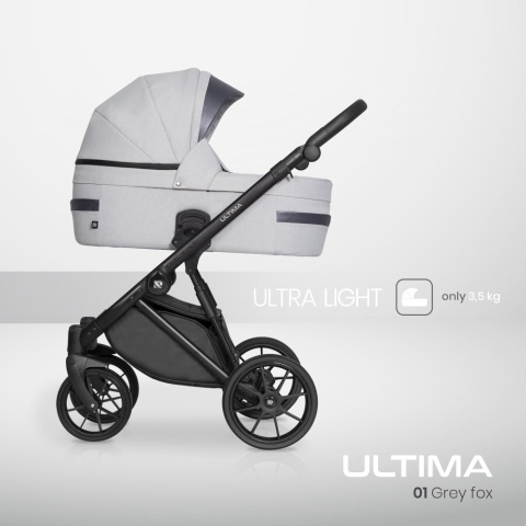 RIKO ULTIMA ULTRA LIGHT 3w1 Wózek wielofunkcyjny z ultralekką gondolą i fotelikem 0-13 kg - 01 GREY FOX