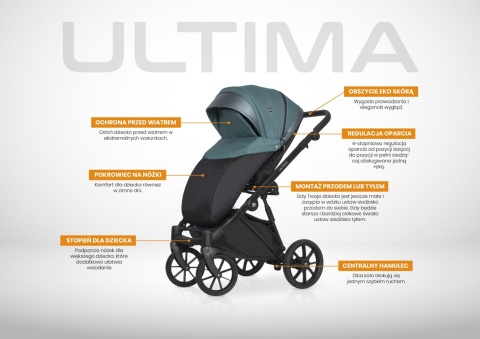 RIKO ULTIMA ULTRA LIGHT 2w1 Wózek wielofunkcyjny z ultralekką gondolą - 05 ANTHRACITE