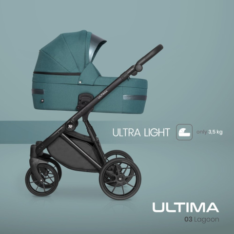 RIKO ULTIMA ULTRA LIGHT 3w1 Wózek wielofunkcyjny z ultralekką gondolą i fotelikem 0-13 kg - 03 LAGOON