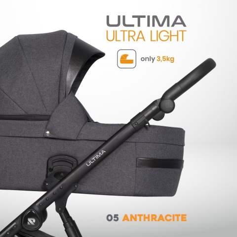 RIKO ULTIMA ULTRA LIGHT 3w1 Wózek wielofunkcyjny z ultralekką gondolą i fotelikem 0-13 kg - 05 ANTHRACITE