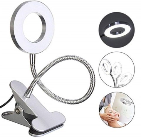 Lampa pierścieniowa RING LED selfie makijaż biurko 10cm klips