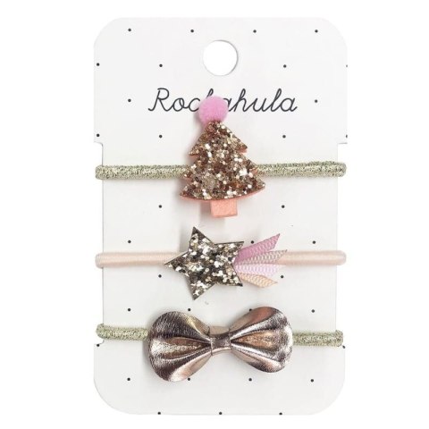 Rockahula Kids - 3 gumki do włosów Rose Gold XMAS TREE