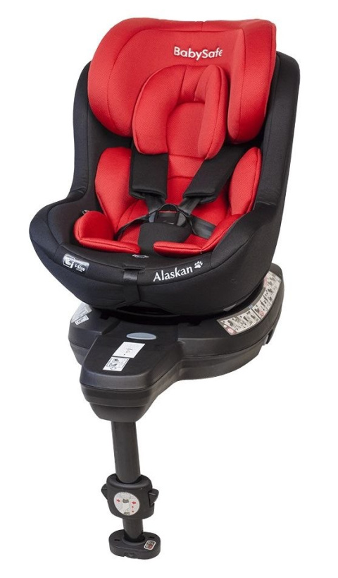 ALASKAN BabySafe 0-18 kg i-Size obrotowy fotelik samochodowy tyłem do 105 cm - czerwono / czarny