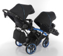 DIAMOND INDIVIDUAL DUO SLIM 2w1 JUNAMA wózek dla bliźniąt, jeden za drugim Polski Produkt kolor - 02 blue frame