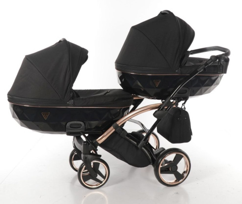 DIAMOND INDIVIDUAL DUO SLIM 3w1 JUNAMA wózek dla bliźniąt jeden za drugim z fotelikiem Kite 0-13kg Polski Produkt -03 gold frame