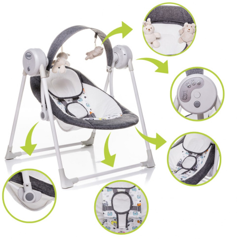 4Baby SWING Huśtawka elektryczna / Bujaczek 6m+ GREY