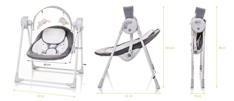 4Baby SWING Huśtawka elektryczna / Bujaczek 6m+ GREY