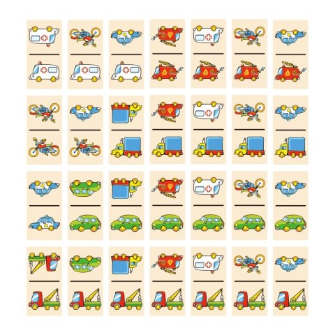 VIGA Edukacyjne Klocki Domino Drewniane Gra Zestaw Pojazdy 28 Elementów Do Przewracania Montessori