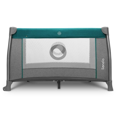 THOMI Lionelo Łóżeczko turystyczne dwa poziomy z akcesoriami - Green Turquoise