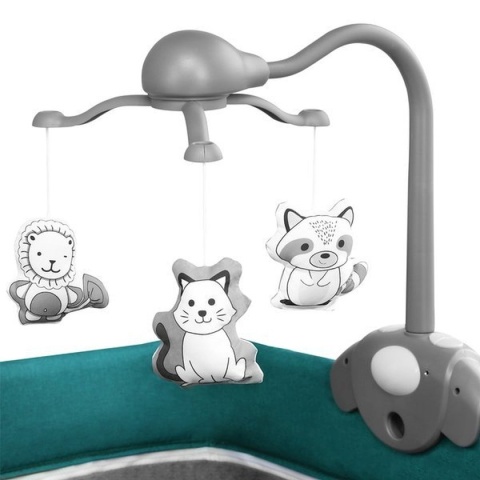 THOMI Lionelo Łóżeczko turystyczne dwa poziomy z akcesoriami - Green Turquoise