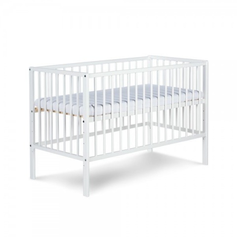 Klupś Łóżeczko drewniane FRANK / RADEK X 120x60cm wyciągane szczebelki- biały