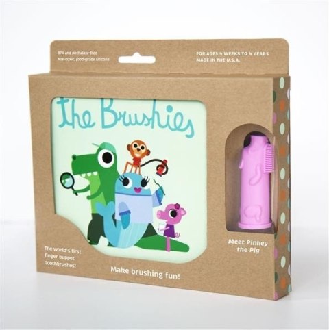 THE BRUSHIES Szczoteczka silikonowa Świnka PINKEY z książeczką PL