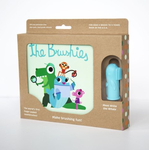 THE BRUSHIES Szczoteczka silikonowa Wielorybica WILLA z książeczką ENG