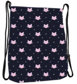 PROMO Plecak na sznurkach ST.RIGHT SO-11 Meow czarny w różowe kotki