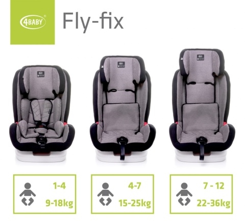 FLY-FIX 4Baby fotelik 9-36kg isofix - black