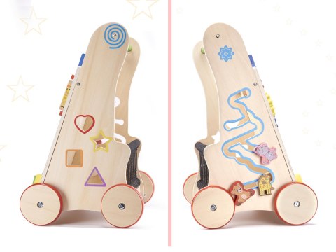 Pchacz dla dziecka chodzik drewniany kostka edukacyjna 6w1