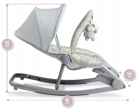 MoMi EBES Leżaczek bujaczek z wibracjami i dźwiękami - Szary ptaszki