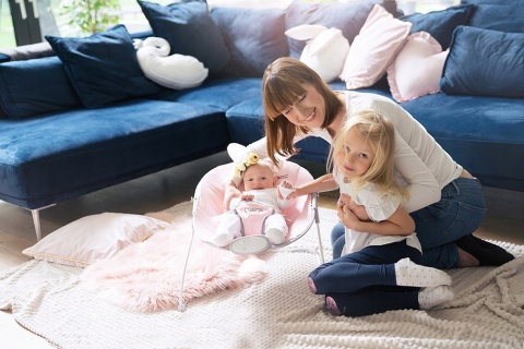 MoMi GLOSSY Leżaczek bujaczek 3w1 z wibracjami i muzyką - Szary