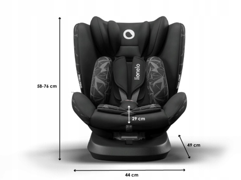 BASTIAAN ONE Lionelo Obrotowy fotelik samochodowy 0-36 kg Isofix RWF - Black Onyx
