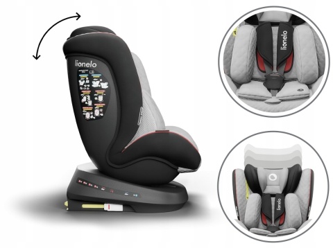BASTIAAN ONE Lionelo Obrotowy fotelik samochodowy 0-36 kg Isofix RWF - Grey Stone Black