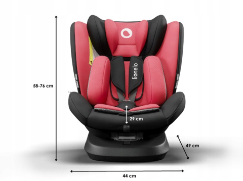BASTIAAN ONE Lionelo Obrotowy fotelik samochodowy 0-36 kg Isofix RWF - Red Chili