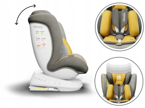 BASTIAAN ONE Lionelo Obrotowy fotelik samochodowy 0-36 kg Isofix RWF - Yellow Mustard