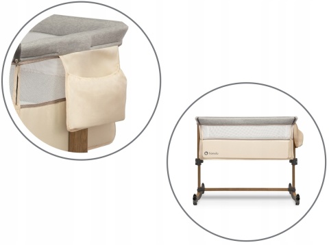 LEONIE Lionelo Łóżeczko dostawne Kołyska 3w1 - Beige Sand Grey
