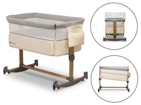 LEONIE Lionelo Łóżeczko dostawne Kołyska 3w1 - Beige Sand Grey