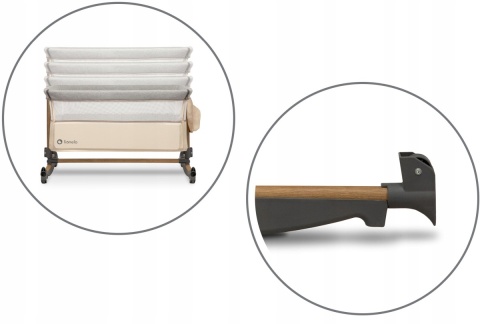 LEONIE Lionelo Łóżeczko dostawne Kołyska 3w1 - Beige Sand Grey