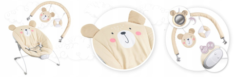 MoMi GLOSSY Leżaczek bujaczek 3w1 z wibracjami i muzyką - Beżowy