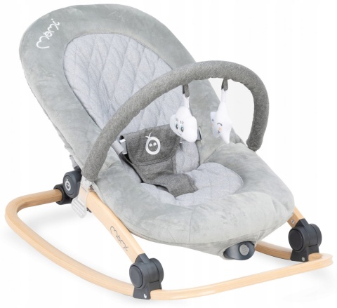MoMi LUMIWOOD Leżaczek bujaczek z wibracjami i muzyką - Gray