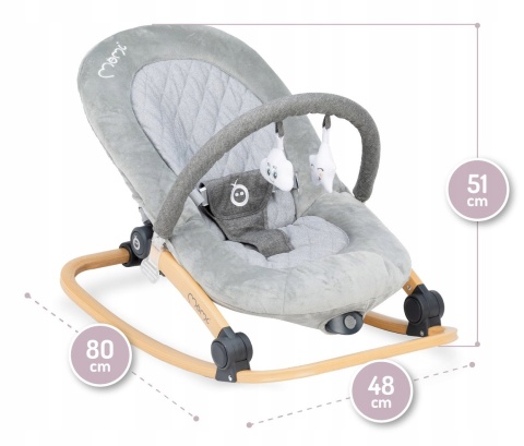 MoMi LUMIWOOD Leżaczek bujaczek z wibracjami i muzyką - Gray