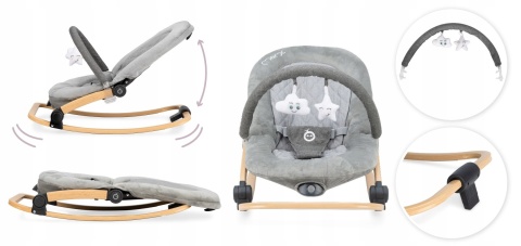 MoMi LUMIWOOD Leżaczek bujaczek z wibracjami i muzyką - Gray
