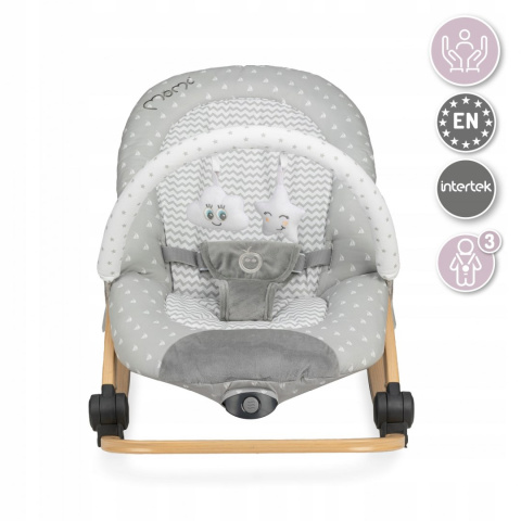 MoMi LUMIWOOD Leżaczek bujaczek z wibracjami i muzyką - Marine