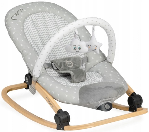 MoMi LUMIWOOD Leżaczek bujaczek z wibracjami i muzyką - Marine