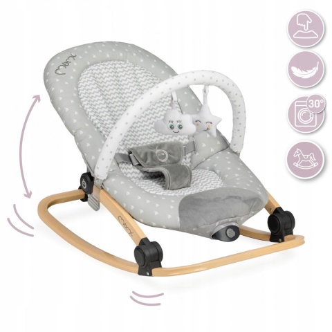 MoMi LUMIWOOD Leżaczek bujaczek z wibracjami i muzyką - Marine